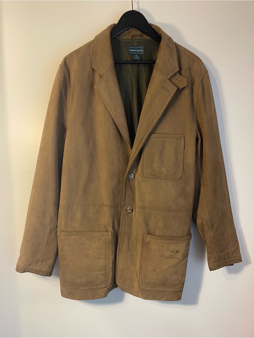 Hammacher Schlemmer Tan Nubuck Suede Leather Safari Field Jacket Blazer Coat M